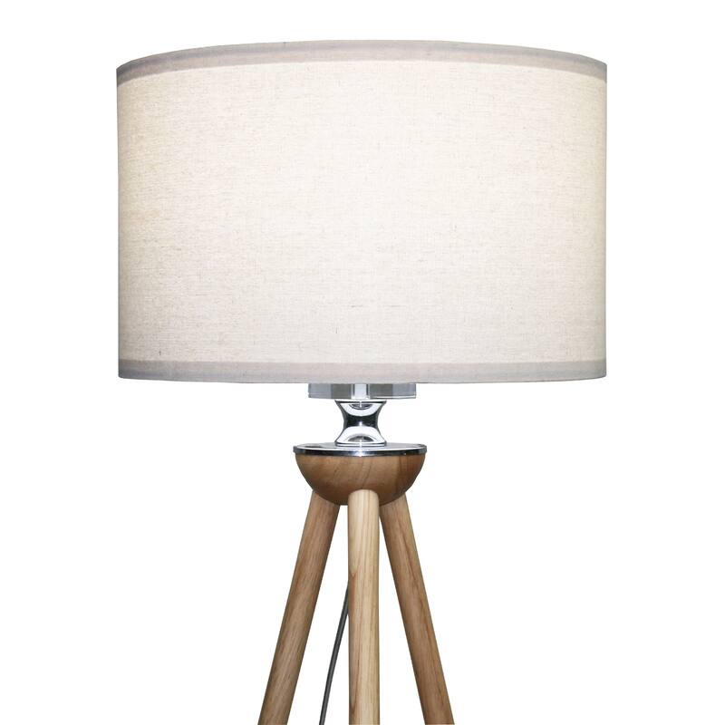 Tall Corner Floor Lamp, Energy Efficient LED Standing Light for Living Room, Three Legged Wooden Strip Floor Lamp - 110V