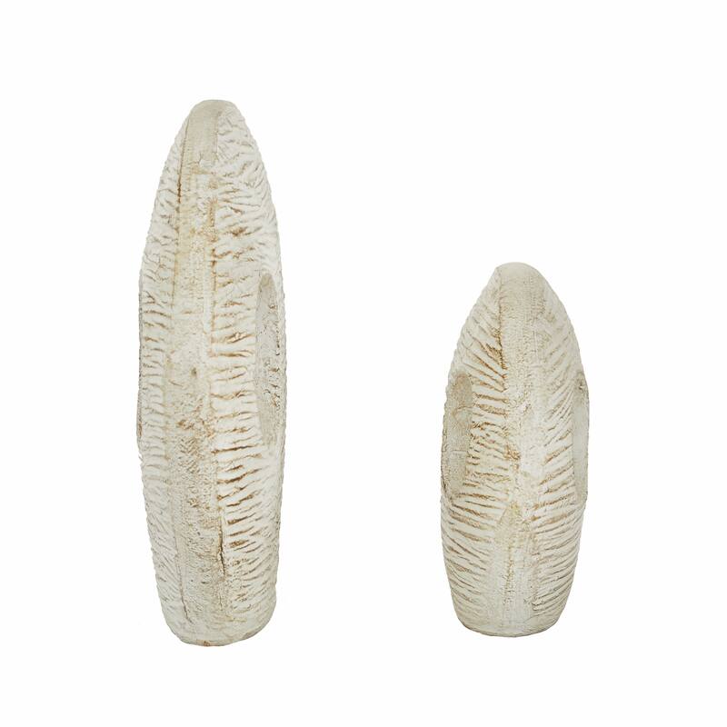Ceramic Fish Sculpture - Set of 2 White - Roche River Decor - 4"W x 19"L x 13"H
