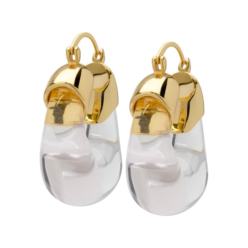 Victoria Townsend Gold Plated Chucky Resin Hoop Earring - Clear