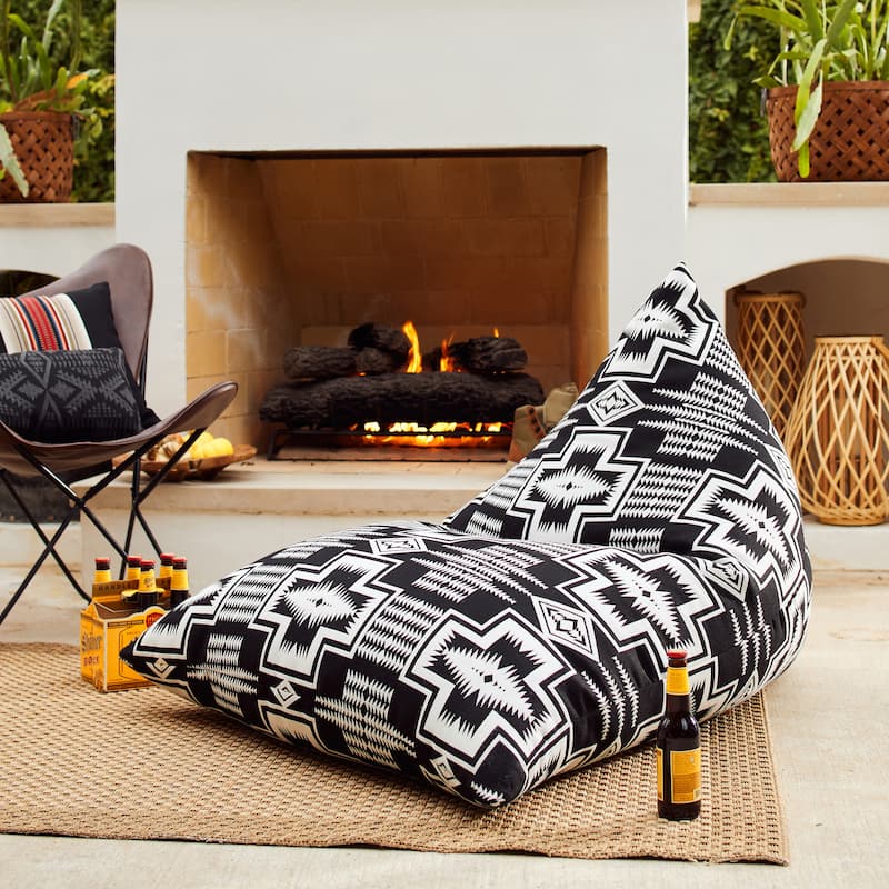Sorra Home Sunbrella Pendleton Outdoor Bean Lounger - 54 in W x 38 in W x 21 in H - Harding Classic