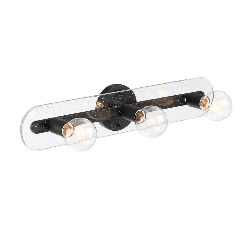 Demi 24 in. 3-Light Matte Black Vanity Light with Artisan Cast Glass Shade for Bathrooms