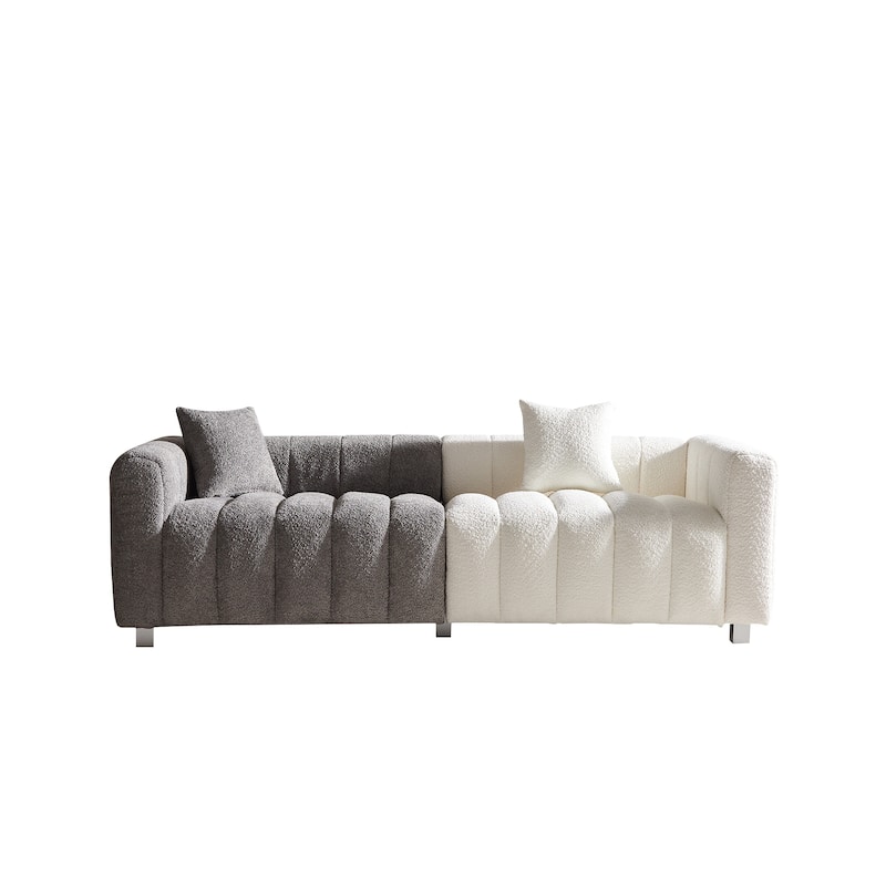 Modern Bubble Upholstered Couch Sofa with Metal Base Legs and 2 Pillows for Living Room and Guest Room