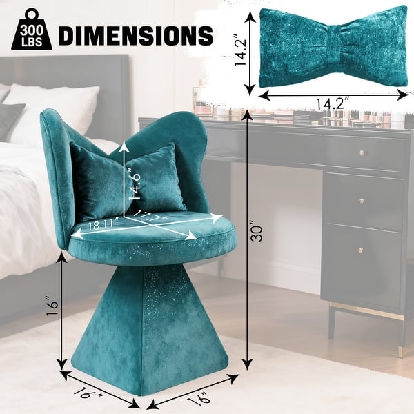 blue dressing table chair Vanity Chair Dressing Table Reception Chair with Butterfly Backrest, Swivel Chair Accent Chair Blue Dining Chair
