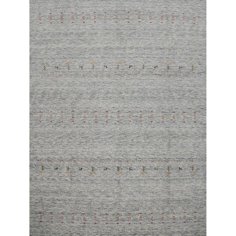 Hand Knotted Oriental 100% Wool Carpet Tribal Animal Pictorial Navy Blue & Blues Gabbeh Area Rug - 10' 1'' X 9' 8''