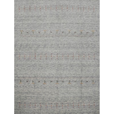 Hand Knotted Oriental 100% Wool Carpet Tribal Animal Pictorial Navy Blue & Blues Gabbeh Area Rug - 10' 1'' X 9' 8''