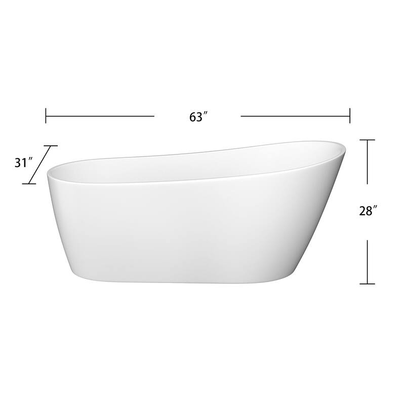 Acrylic Single Slipper Freestanding Soaking Bathtub with Drain