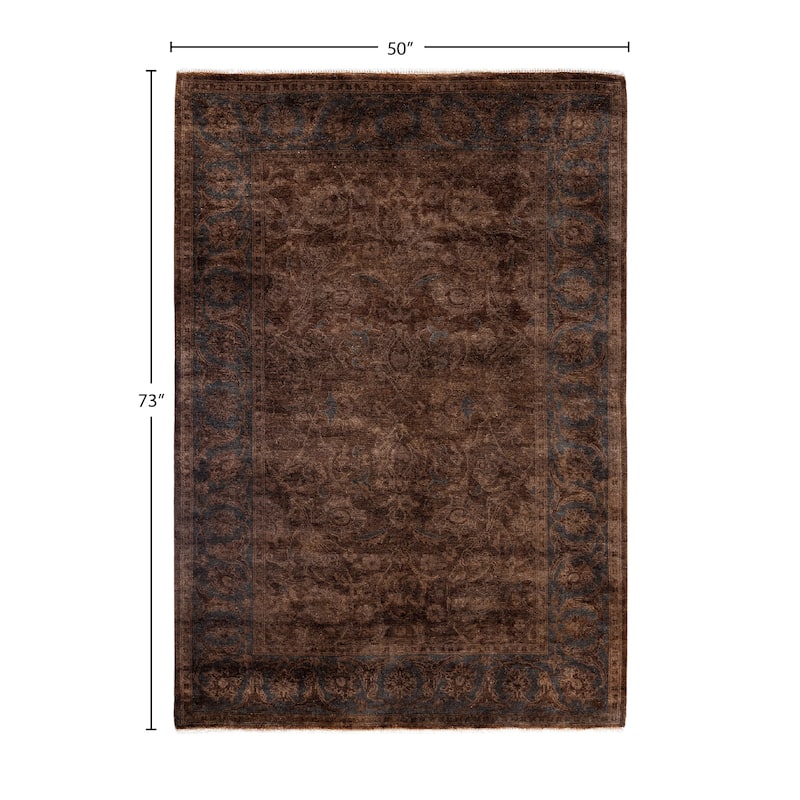Overdyed One-of-a-Kind Hand-Knotted Area Rug - Brown - 4' 2" x 6' 1"