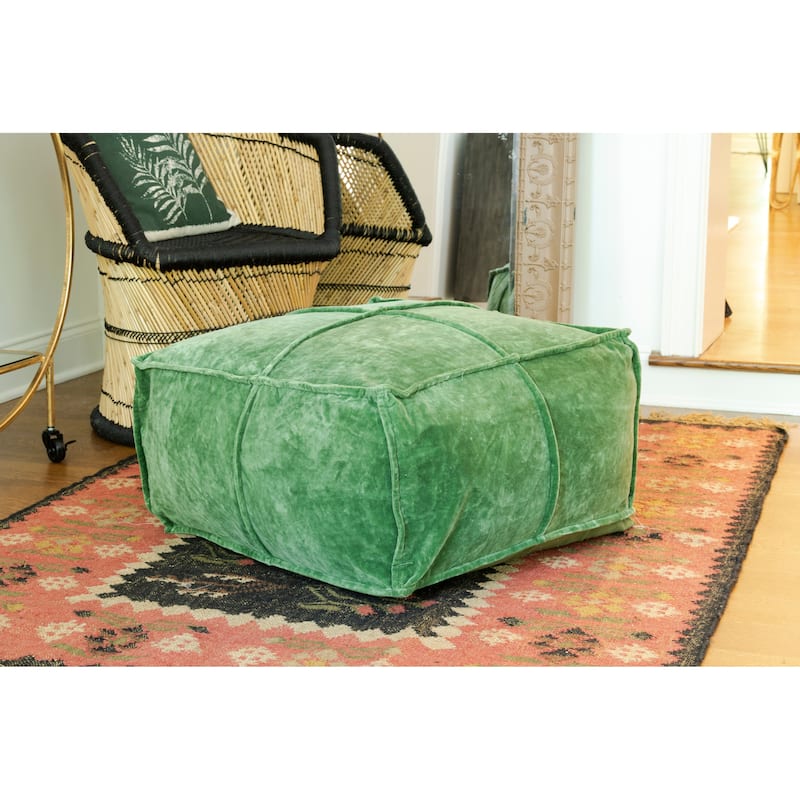 Square Cotton Velvet Pouf Seat