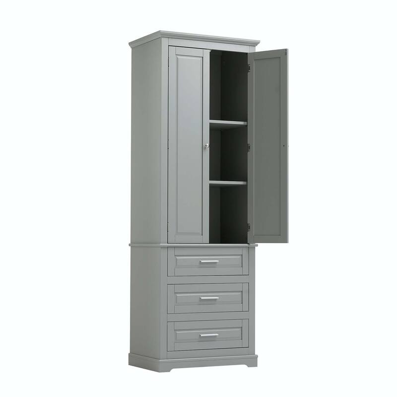 Bathroom Tall Storage Cabinet with Three Drawers