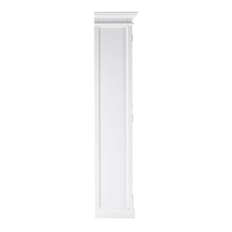 HomeRoots 75" White Wood and Glass Double Door Storage Cabinet