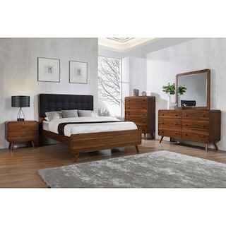 Robyn Upholstered Tufted Bedroom Set Dark Walnut