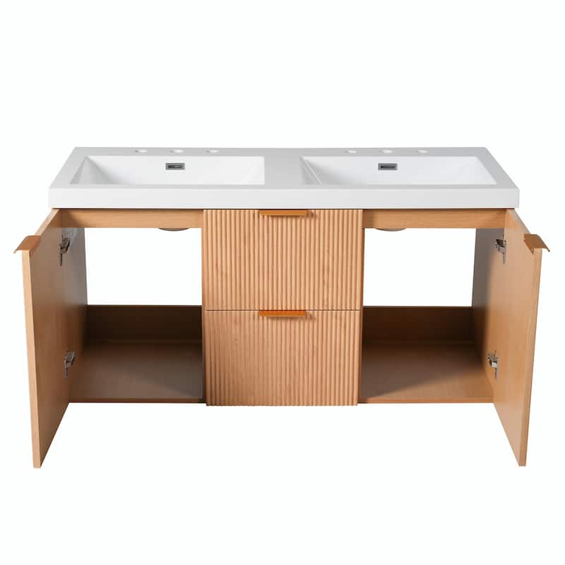 47.24" Wall-Mounted Double Sink Bathroom Vanity with SMC Top