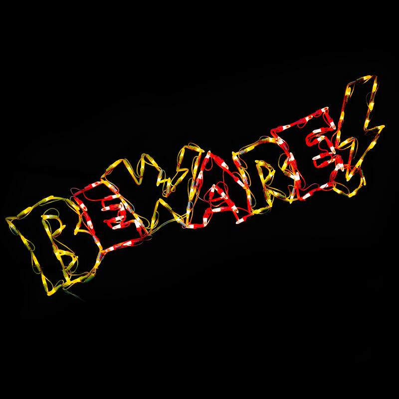 LED Lighted Beware Sign Outdoor Halloween Decoration - 44"