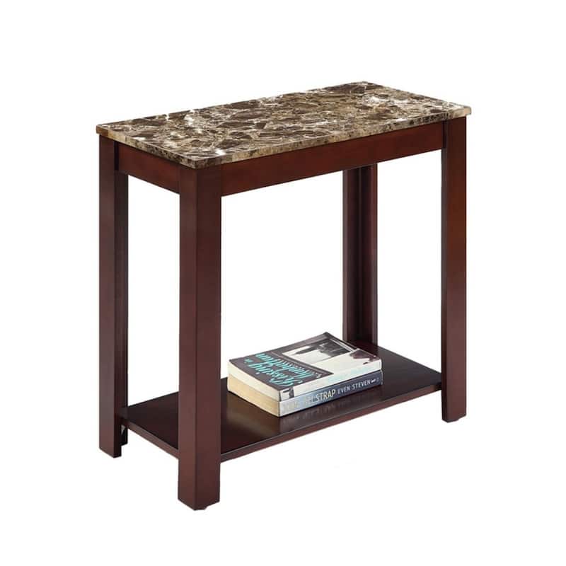 24 Inch Brown End Table with Shelf for Living Room or Bedroom - 24" x 12" x 24"