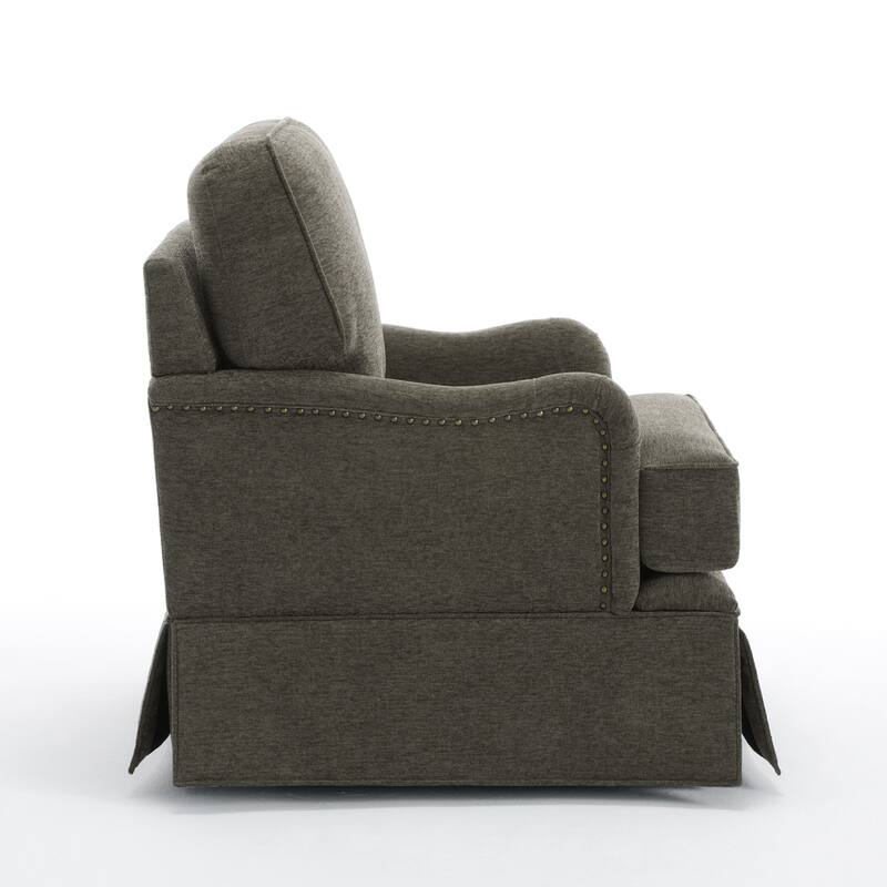 Skirted Swivel Accent Nailhead Barrel Chair