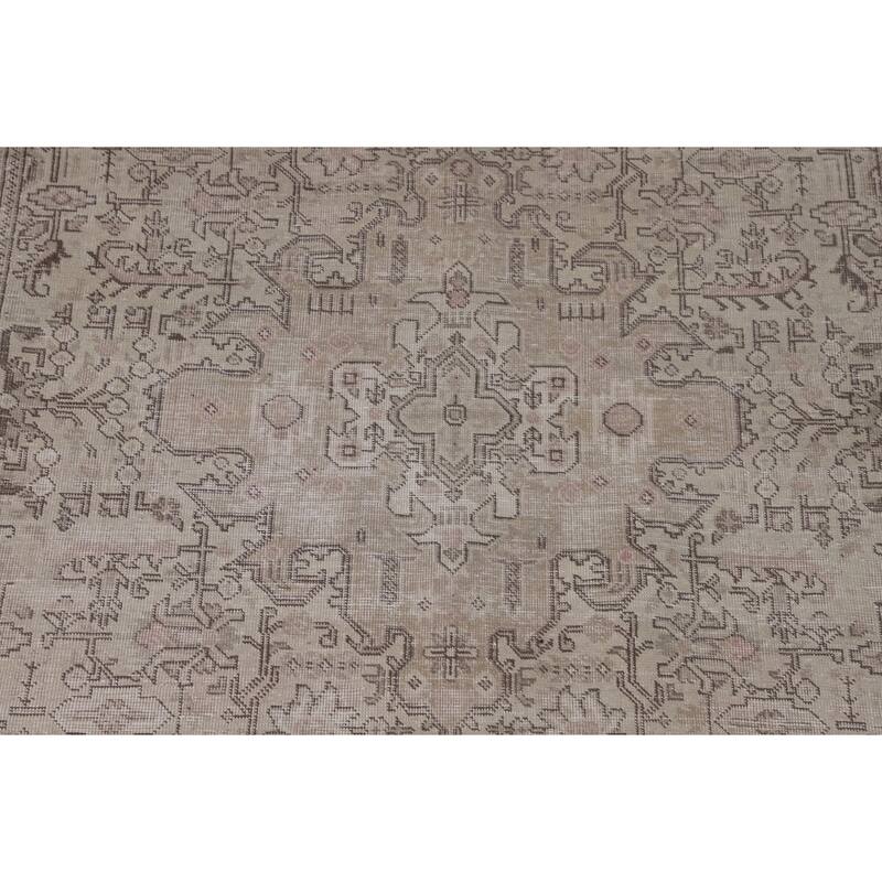 Distressed Tabriz Living Room Rug Handmade Wool Carpet - 6'5"x 9'4"