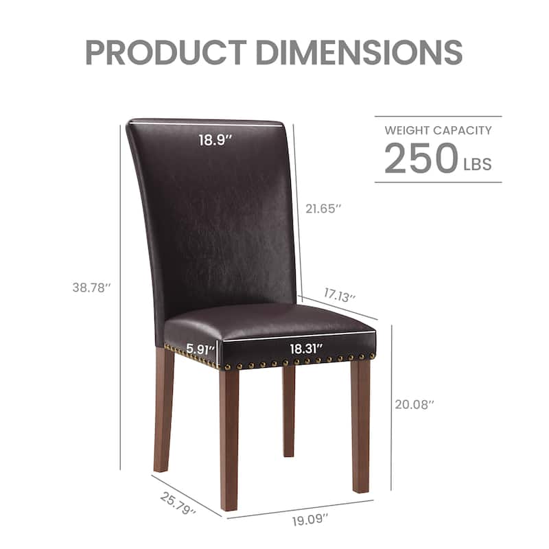 Upholstered Parsons Dining Chairs Set of 2/4/6, Fabric Dining Room Kitchen Side Chair with Nailhead Trim and Wood Legs