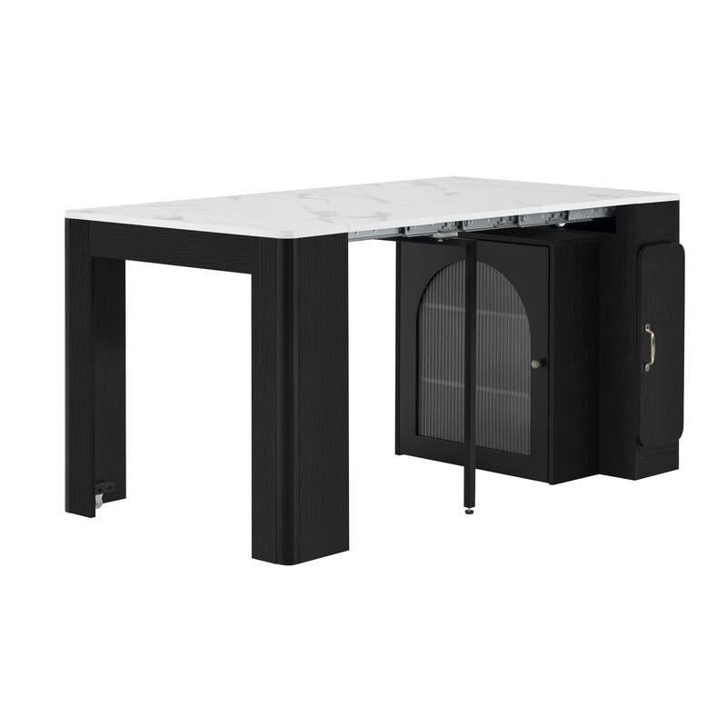 Modern Extendable Dining Table with Rolling Wheels and Integrated Power Outlet for Versatile Spaces