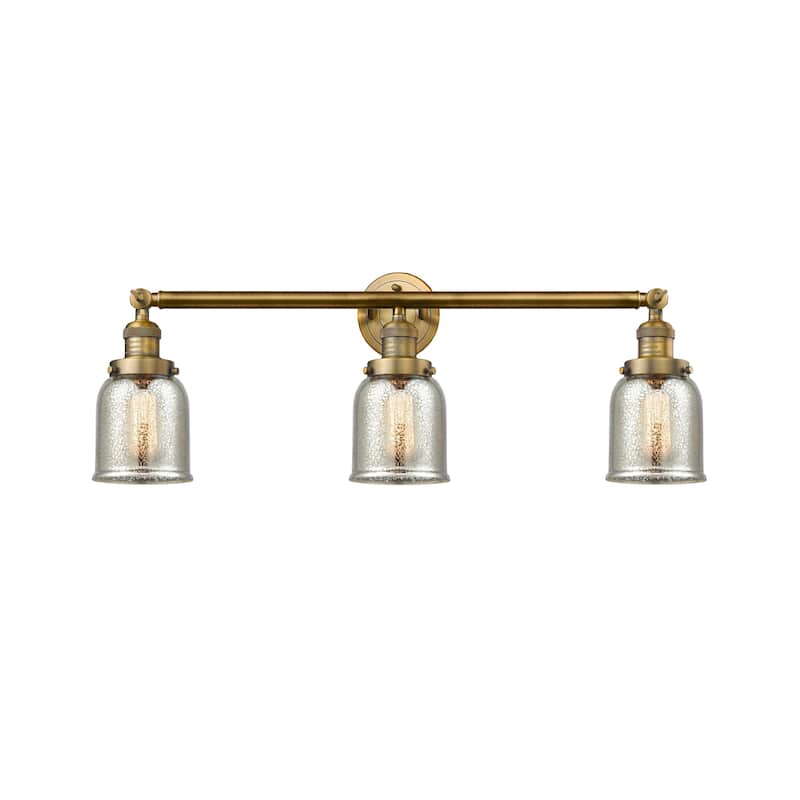 Innovations Lighting Small Bell 3 Light 30" Wide Bathroom Vanity Light - Brushed Brass / Silver Plated Mercury