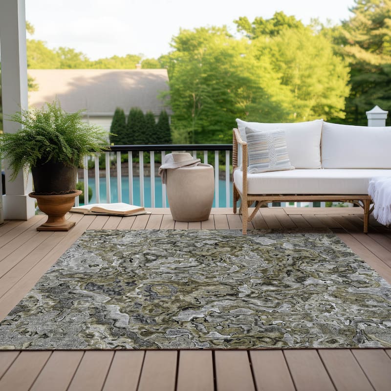 Machine Washable Indoor/ Outdoor Chantille Abstract Modern Rug