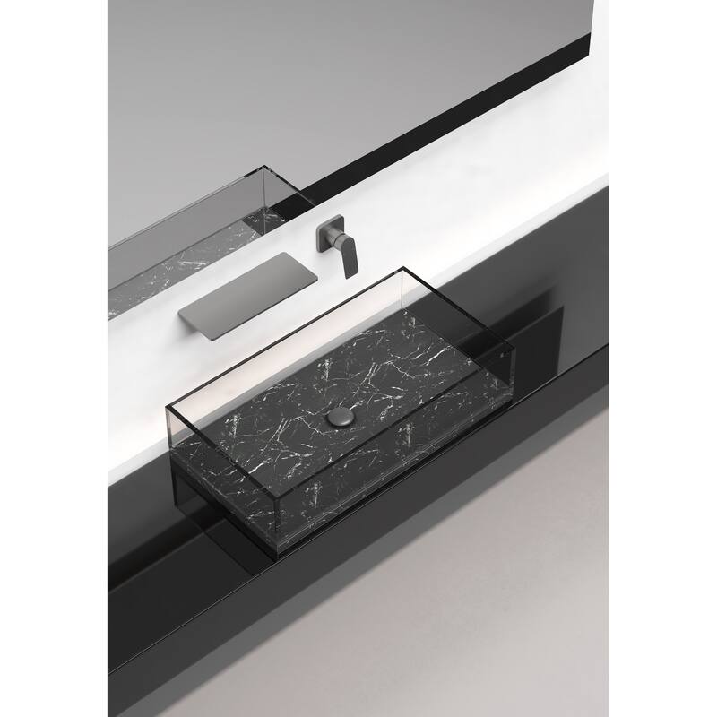 Modern Single Handle Bathroom Sink Faucet with Waterfall Spout Design and Adjustable Water Temperature and Flow
