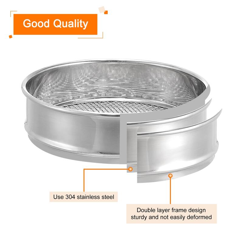 5 Mesh Lab Sieve, 8" Diameter Test Sieve 304 Stainless Steel Wire Cloth (4mm) - Silver - 8", 5 Mesh