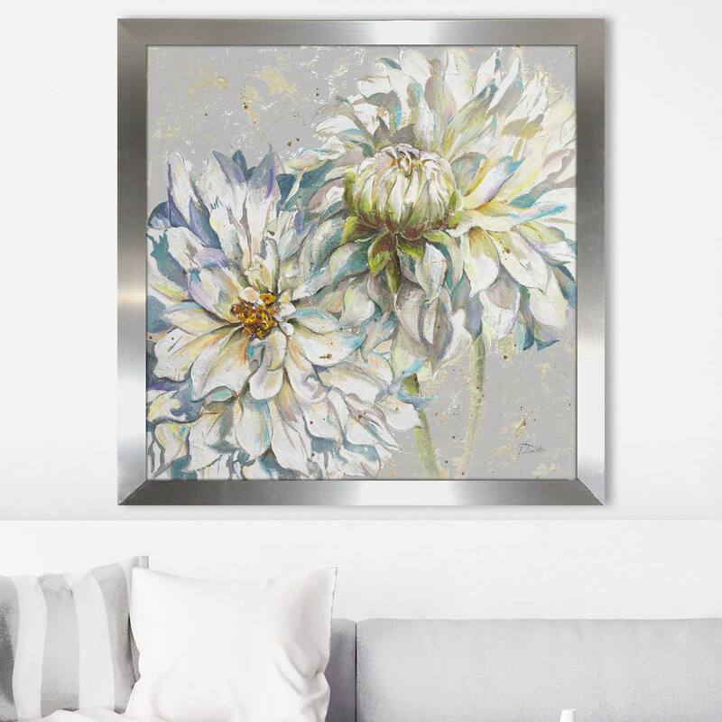 "Grey Dahlias I (Square)" Print on Acrylic