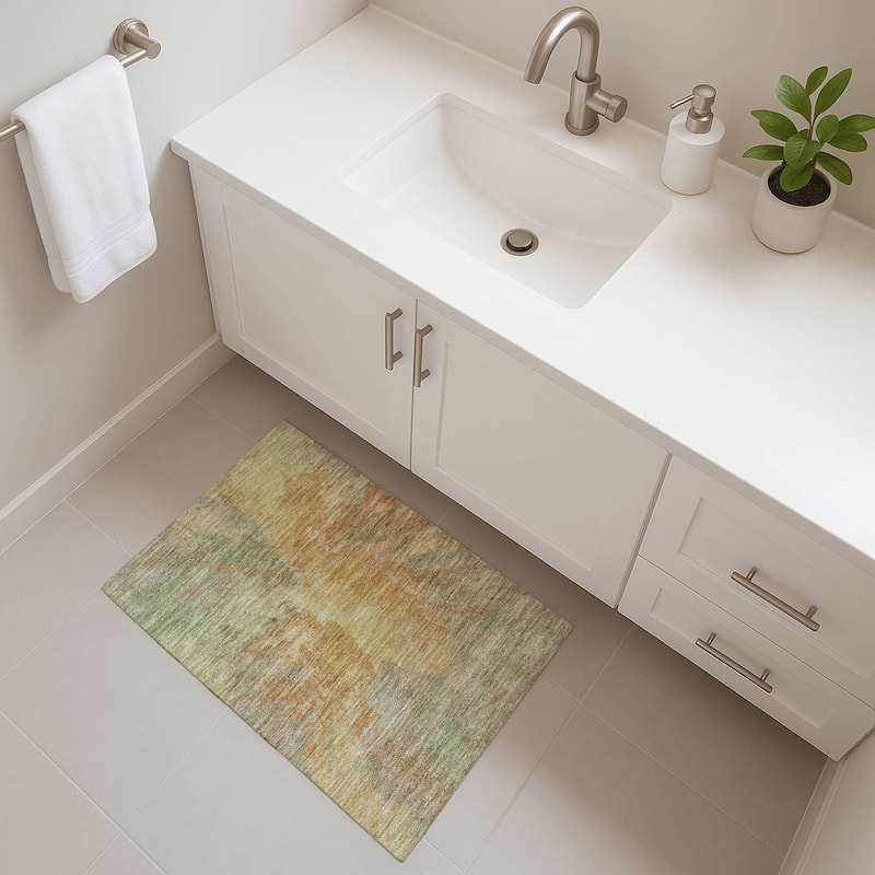 Premium Washable Super Soft Abstract Burst Mayfield Rug - Aloe - 1'8" x 2'6"