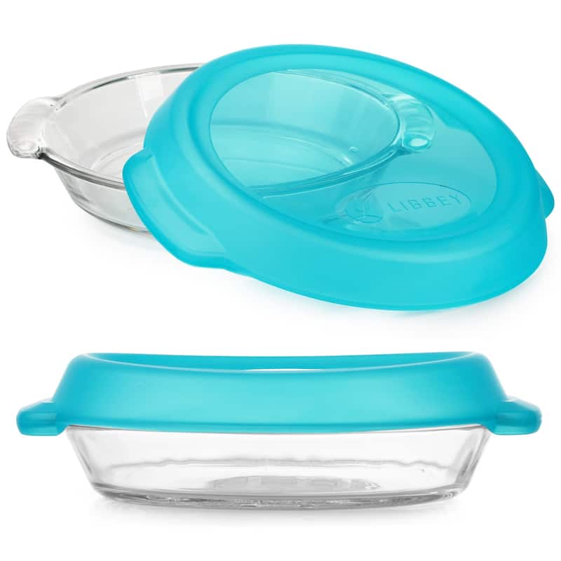 Libbey Bakers Premium Glass Pie Dish Set of 2 with Lids