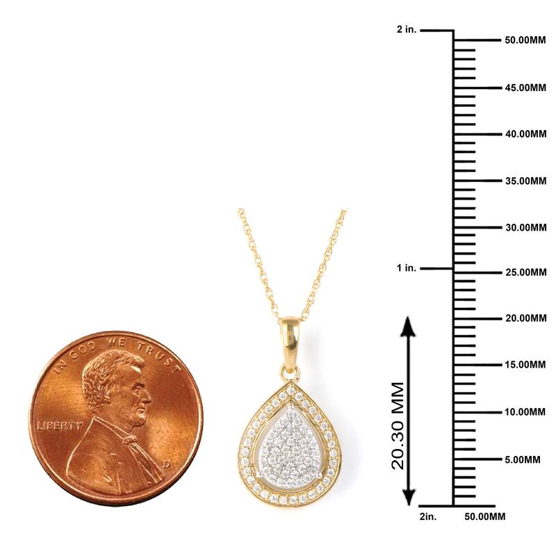 10K Gold 1/6ct TDW Diamond Cluster Halo Pendant Necklace for Women