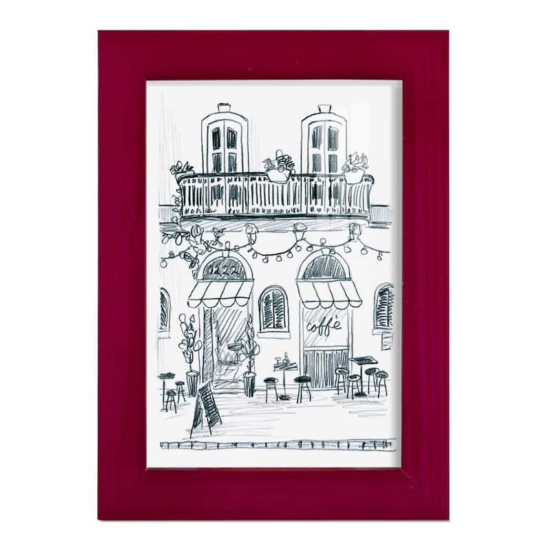 Italian Street Sketch II -Framed Print w/glass-Cherry Red