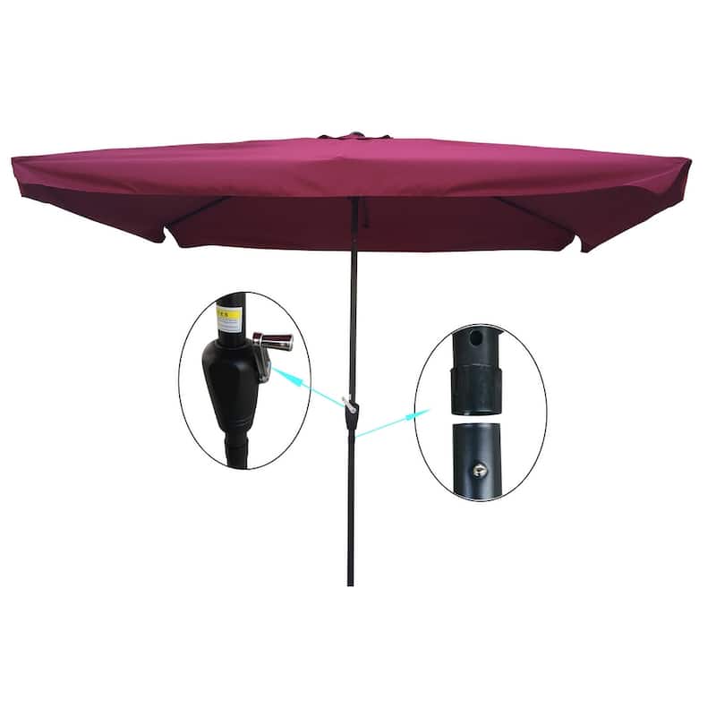 Rectangular Patio Umbrella Outdoor Market Umbrellas with Crank and Push Button Tilt