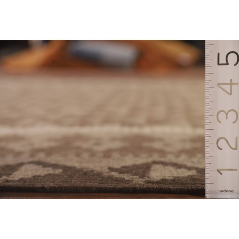 Hand Woven Oriental 100% Wool Carpet Southwestern Geometric Brown Kilim Area Rug - 9' 10'' X 6' 9''