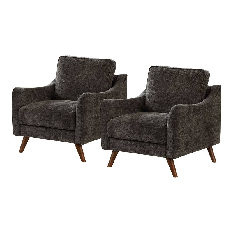 Furniture of America Pelteker Mid-Century Chenille Chair (Set of 2)