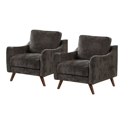 Furniture of America Pelteker Mid-Century Chenille Chair (Set of 2)