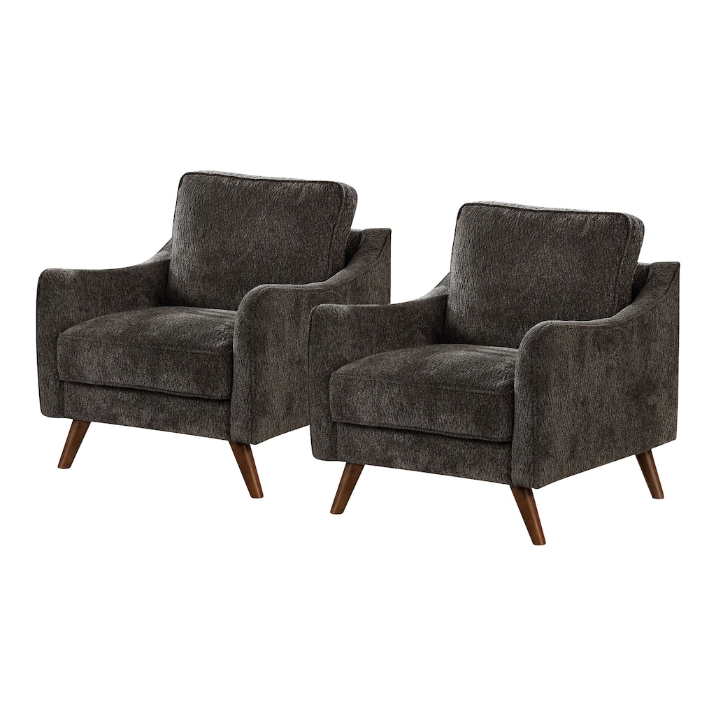 Furniture of America Pelteker Mid-Century Chenille Chair (Set of 2)