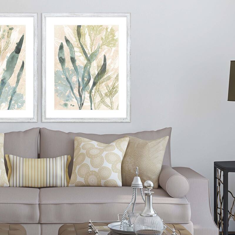 Vintage Ocean Jewels II Framed Art Giclee Under Glass - Blue