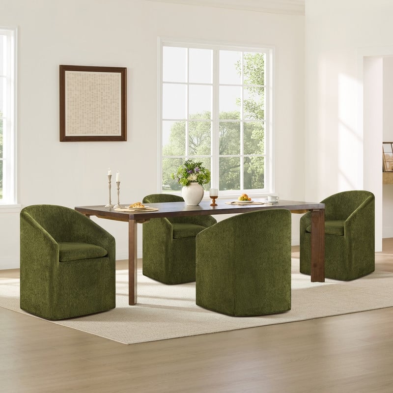 Spruce & Spring Modern Upholstered Dining Chair with Casters & Removable Slipcover