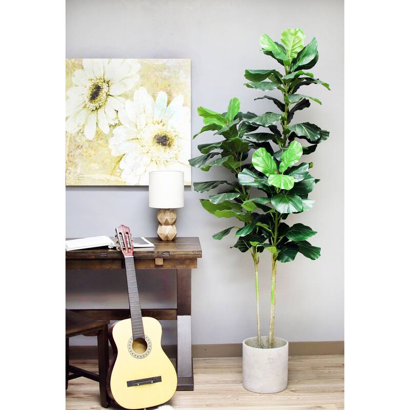 The Mod Greenhouse Faux Green Fiddle Leaf Tree in a Black Matte Planter Pot