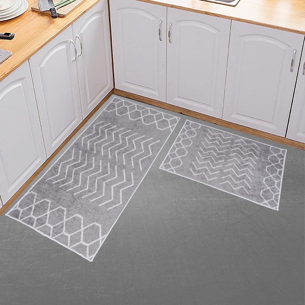 Sussexhome Non Skid Washable Kitchen Runner Rugs Set of 2 - Set of 44 x 24 and 31.5 x 20 Inches