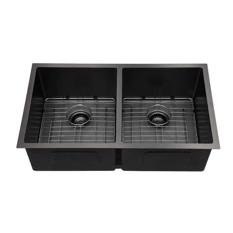 33" Kitchen Sink Drop-in Double Bowl Topmount Sink 60/40