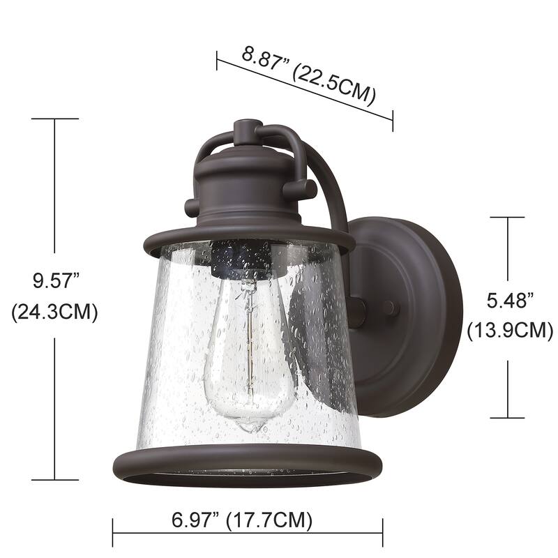 1-Light Dark Bronze Finish Outdoor Wall Lantern Sconce