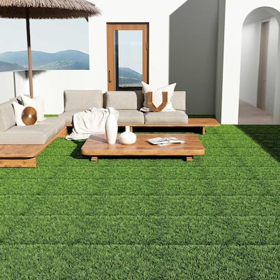 54 PCS Interlocking Artificial Grass Tiles - 12"x12" Turf Outdoor Indoor Fake Grass Deck Flooring Set