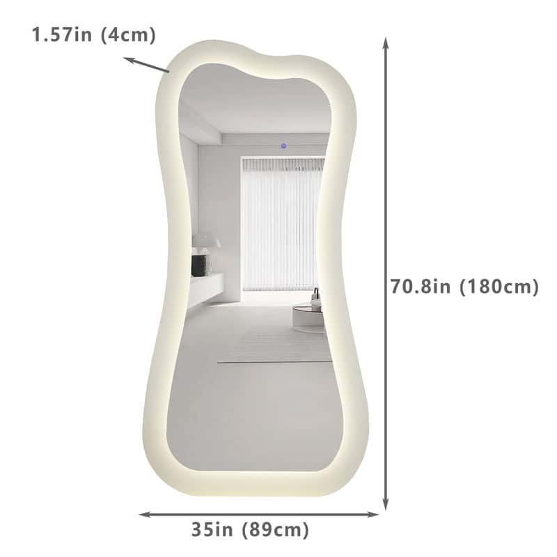 Asymmetrical Lighted Floor Mirror Full Length Mirror