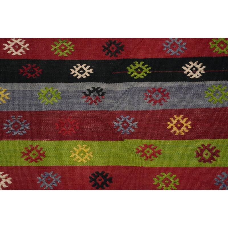 Hand Woven Oriental 100% Wool Carpet Southwestern Tribal Multi-Colored Kilim Area Rug - 6' 10'' X 5' 5''