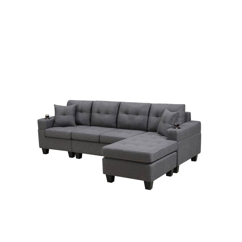 Modern Convertible L-shaped sofa With Pillows