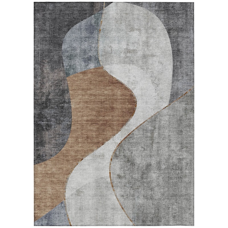 HomeRoots Abstract Transitional Rectangle Outdoor Rug