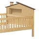 preview thumbnail 9 of 13, Twin Size Wood Kids Platform Bed with House-Shaped Headboard, Built-in LED Light, Guardrails Storage for Bedroom, Natural