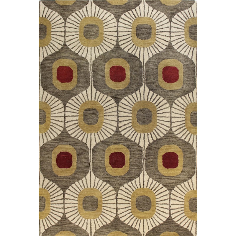 Bashian Woodbridge Hand-tufted Modern Abstract Ikat Wool Area Rug - 8'6" x 11'6" - Mocha