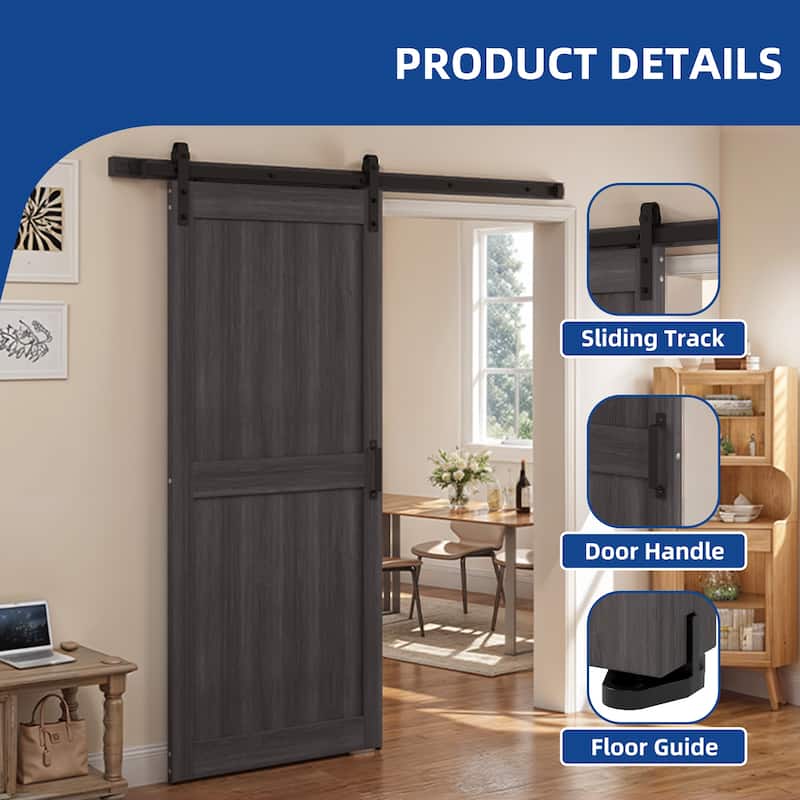 30''/36''/48'' x 84'' Manufactured Wood PVC Paneled Barn Door with Installation